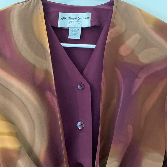 Aliki Yamani Creations 💯% Silk Blouse | Size S - Picture 2 of 6